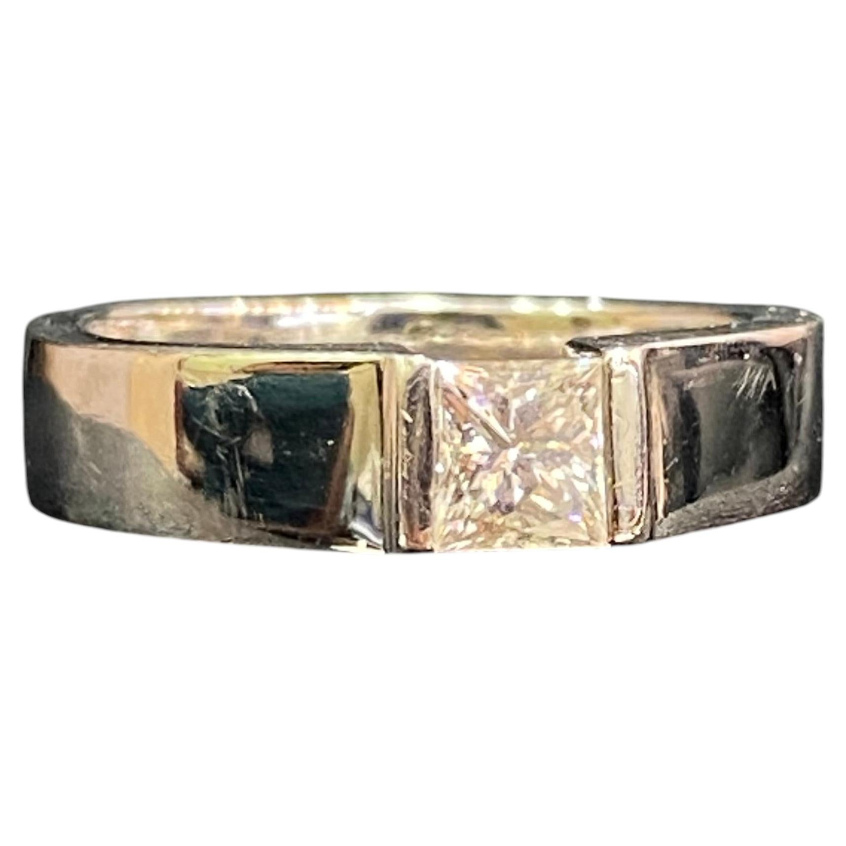 GIA zertifiziert 1,50 Karat D/VVS1 Prinzessin Diamant Herren Halb Lünette Ring 18K Gold