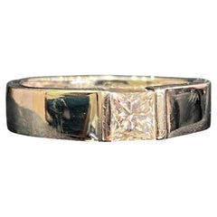 GIA Certified 1.50 Carat D/VVS1 Princess Diamond Men’s Half Bezel Ring 18K Gold
