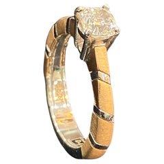 GIA Certified 1.50 Carat D VVS1 Round Brilliant Diamond Ring 18K Two-Tone Gold