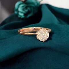 GIA Certified 1.50 Carat D VVS1 Round Brilliant Diamond Ring in 18K Rose Gold