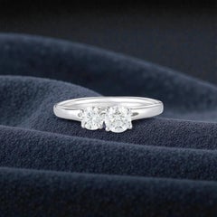 GIA Certified 1.50 Carat D VVS1 Round Brilliant Diamonds Twogether Ring 18K Gold