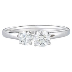GIA Certified 1.50 Carat D VVS1 Round Brilliant Diamonds Twogether Ring 18K Gold