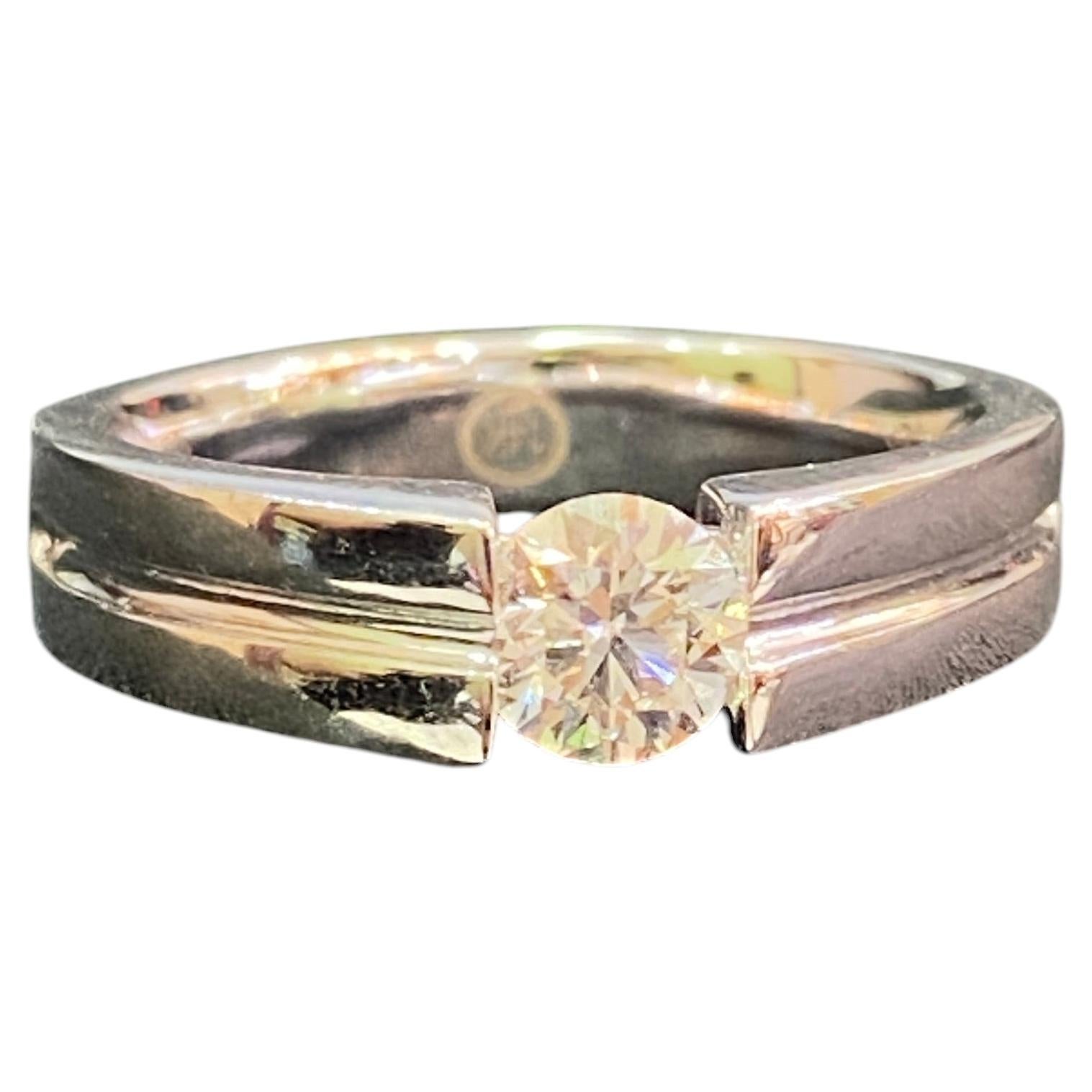GIA-zertifizierter 1,50 Karat D/VVS1 runder Diamant Ehering für Männer 14K Weißgold im Angebot