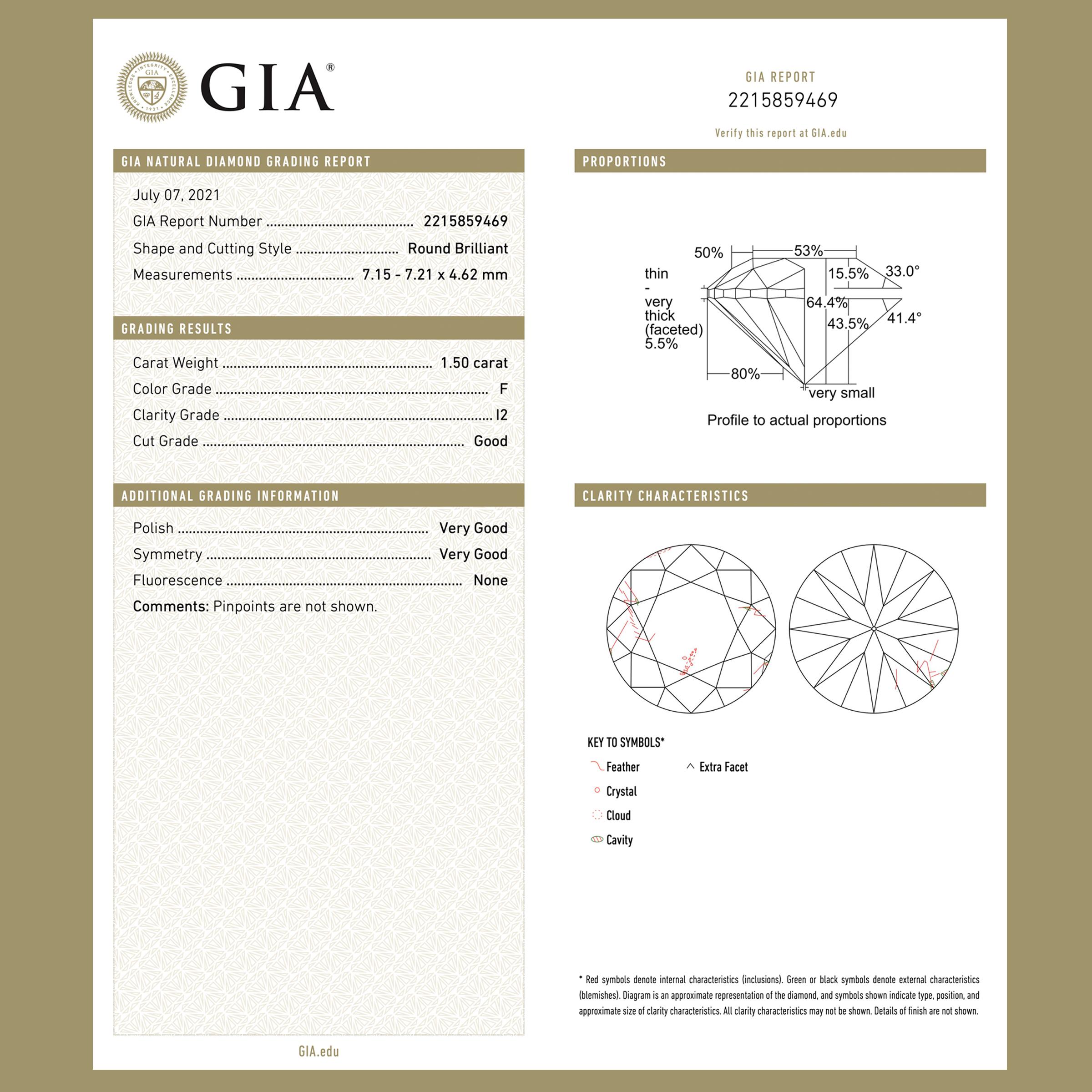 Bague solitaire en or jaune 18 carats avec diamant certifié GIA de 1,50 carat en vente 7