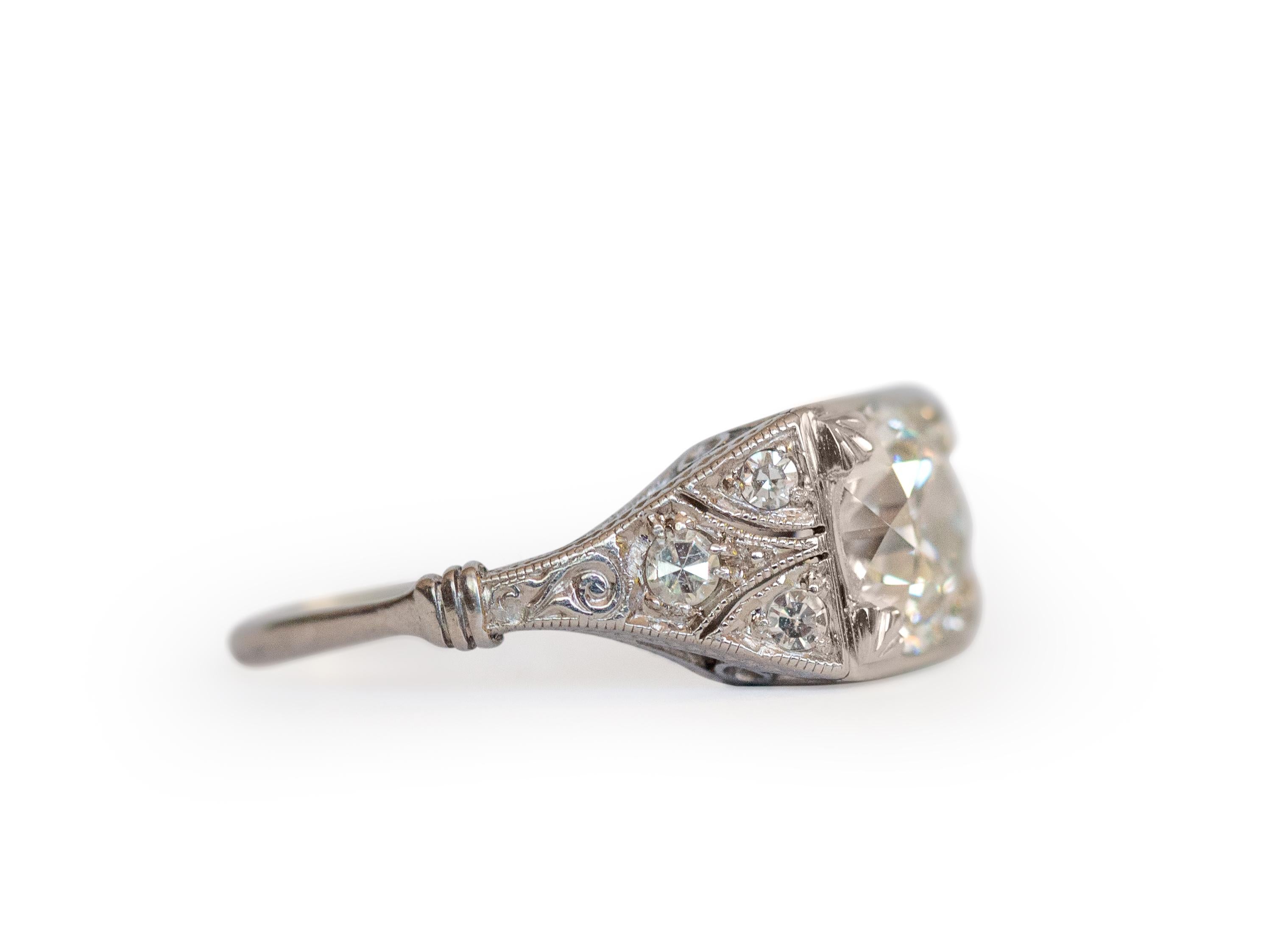Art Deco GIA Certified 1.50 Carat Diamond Platinum Engagement Ring For Sale