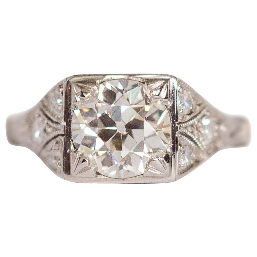 Bague de fiançailles en platine avec diamant certifié GIA de 1,50 carat