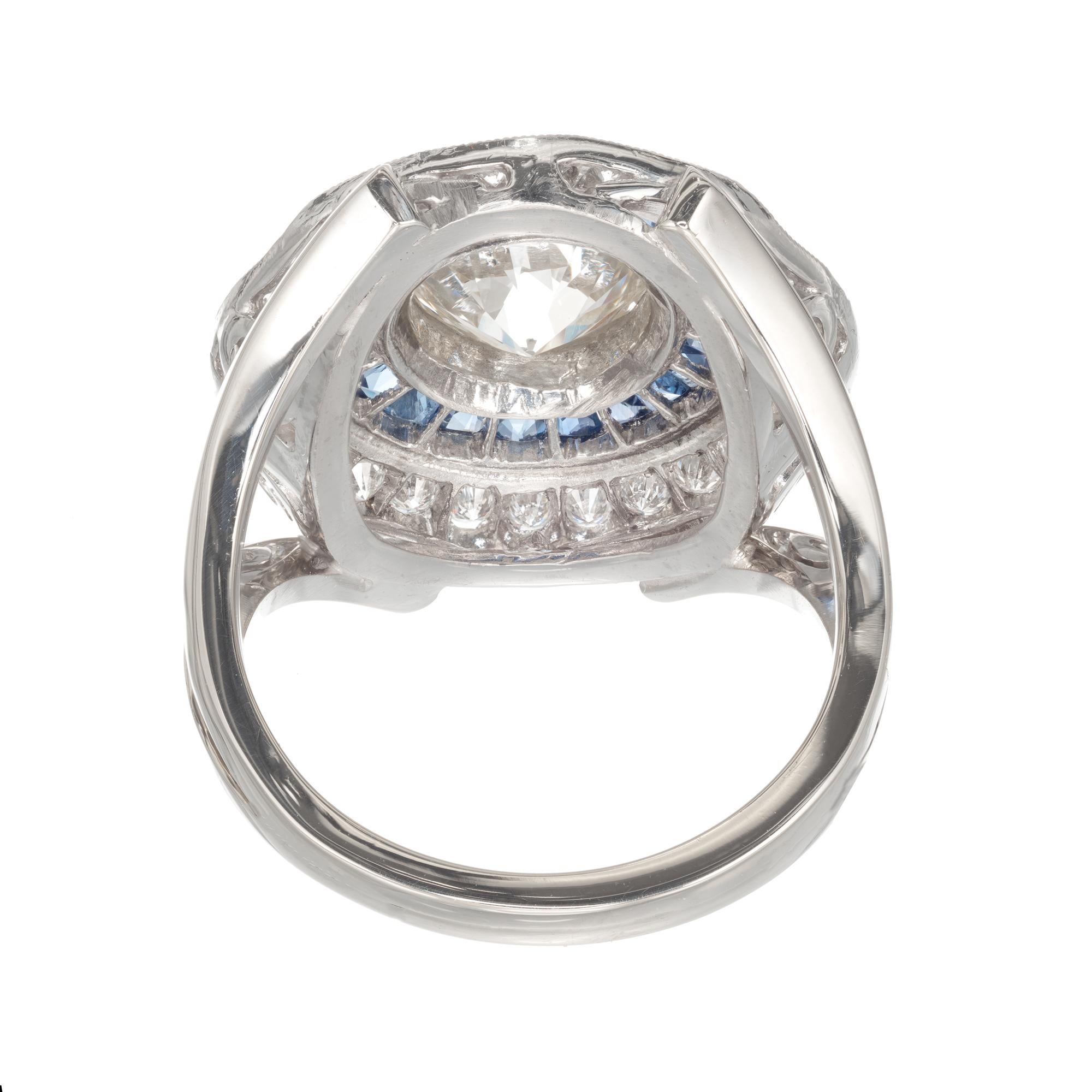 Women's Peter Suchy EGL Certified 1.50 Carat Diamond Sapphire Platinum Cocktail Ring