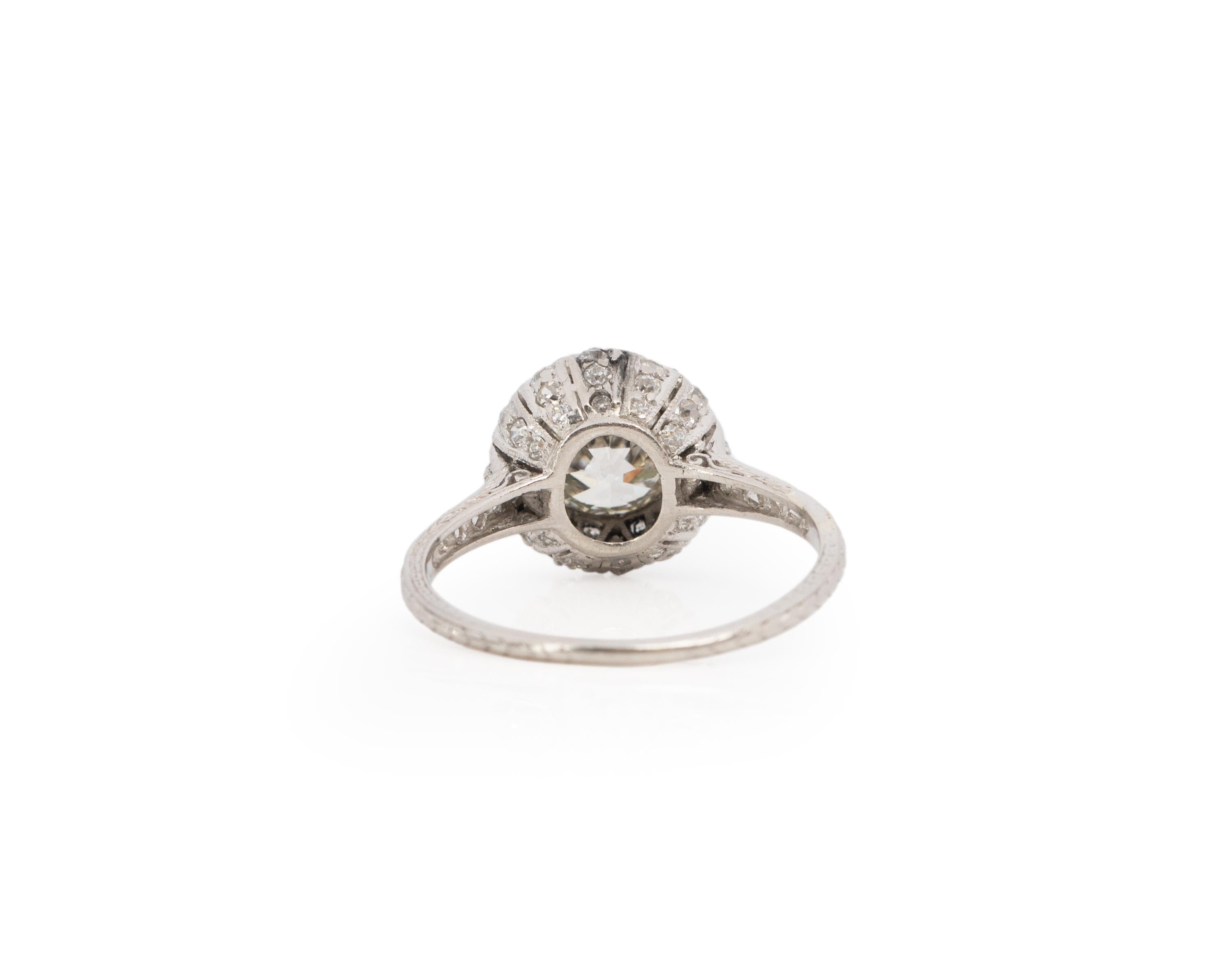 GIA Certified 1.50 Carat Edwardian Diamond Platinum Engagement Ring In Good Condition For Sale In Atlanta, GA