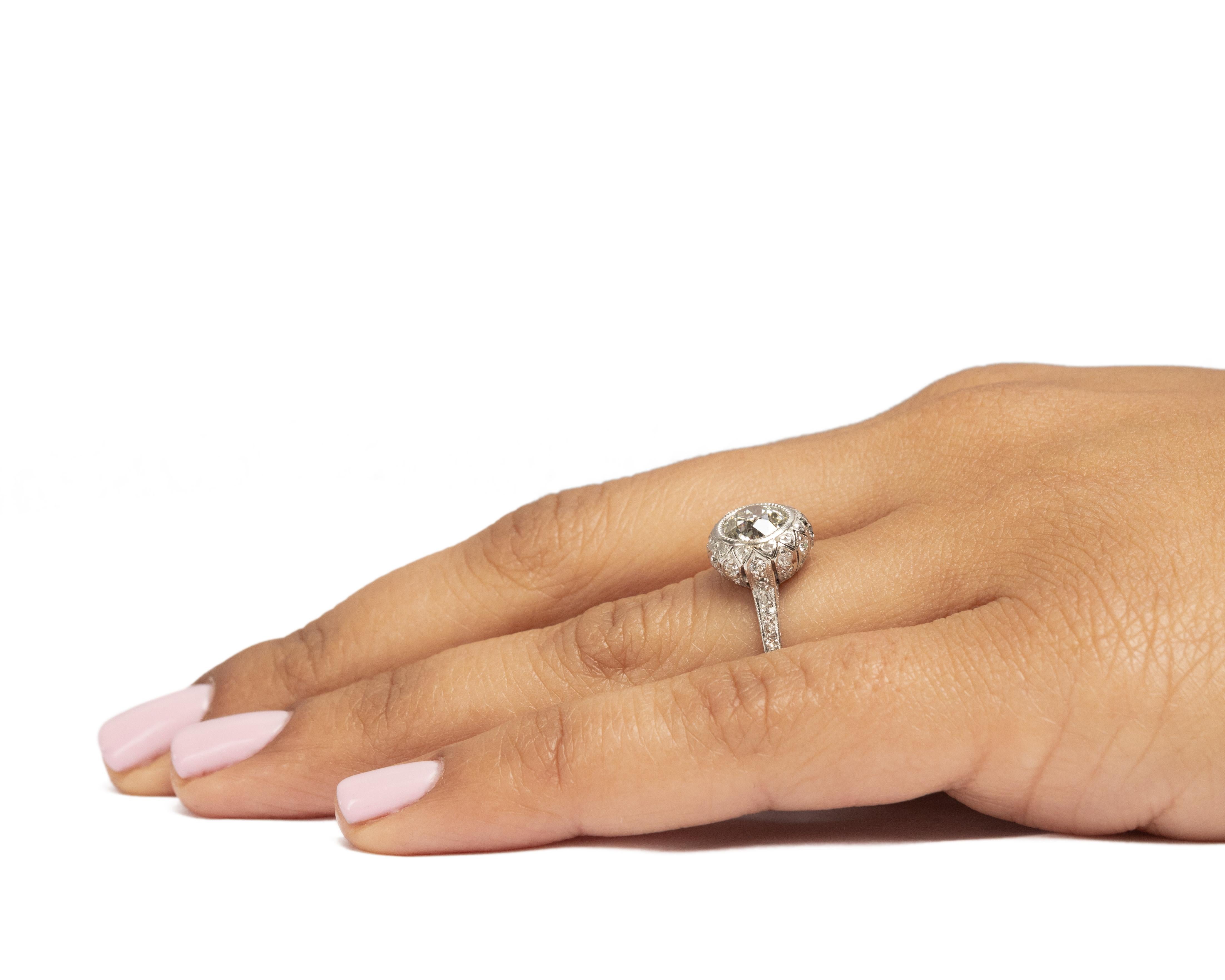 Women's GIA Certified 1.50 Carat Edwardian Diamond Platinum Engagement Ring For Sale