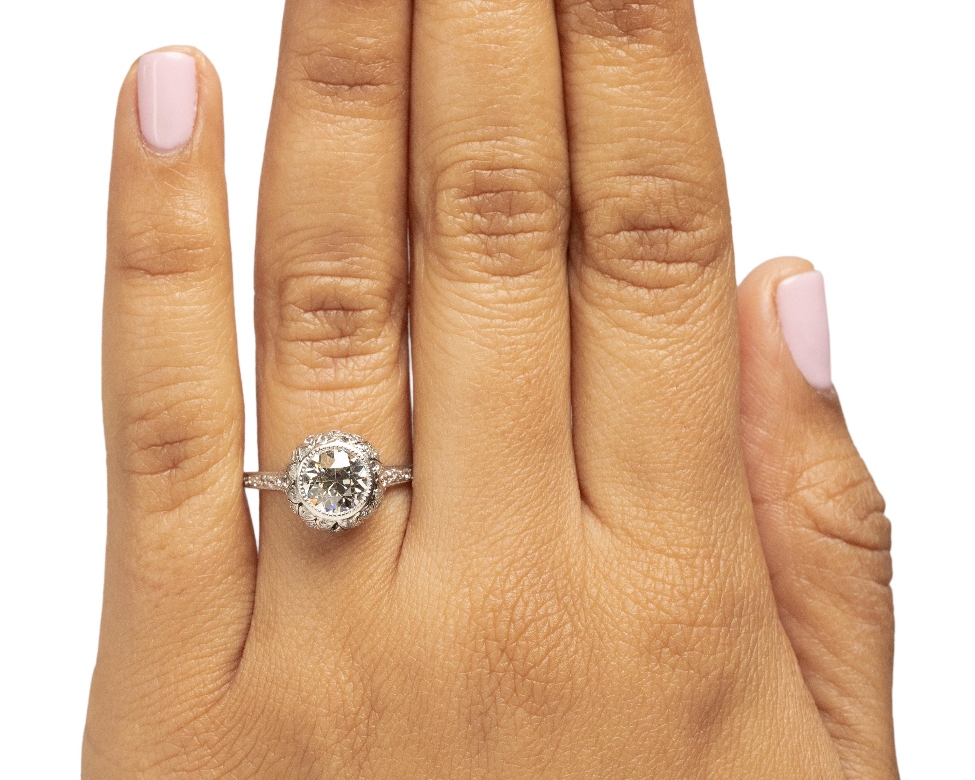 GIA Certified 1.50 Carat Edwardian Diamond Platinum Engagement Ring For Sale 1