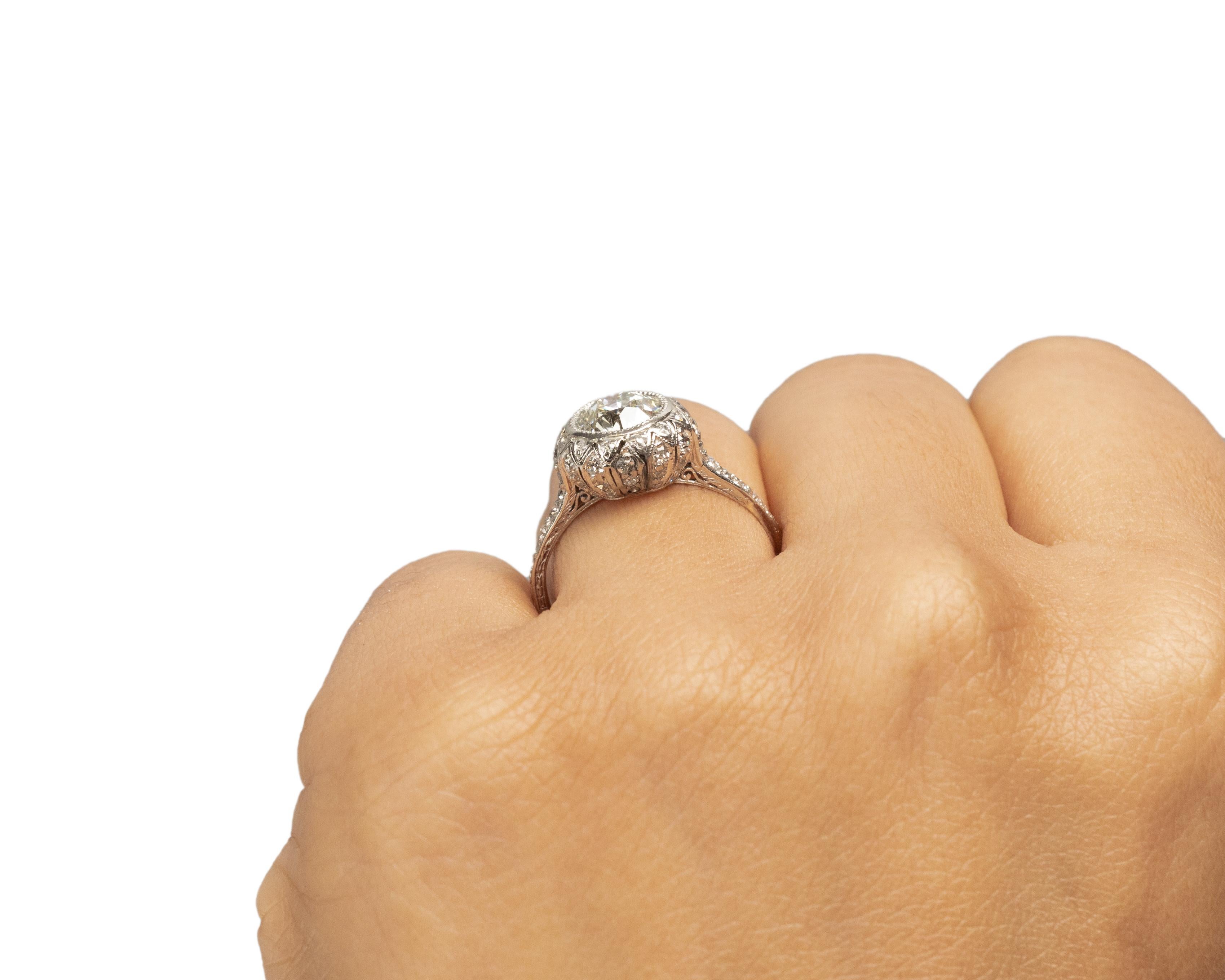 GIA Certified 1.50 Carat Edwardian Diamond Platinum Engagement Ring For Sale 2
