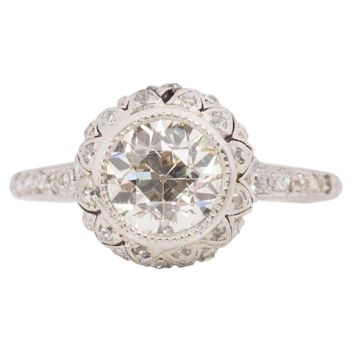 GIA Certified 1.50 Carat Edwardian Diamond Platinum Engagement Ring