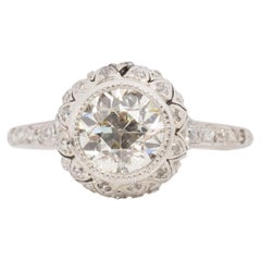 Antique GIA Certified 1.50 Carat Edwardian Diamond Platinum Engagement Ring