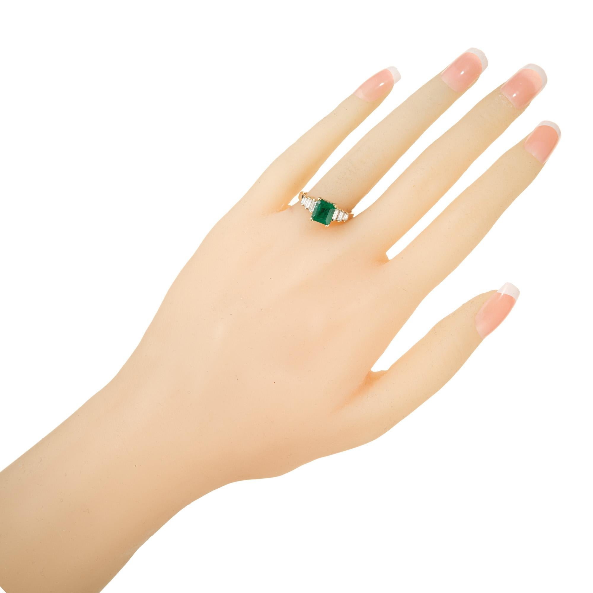 GIA Certified 1.50 Carat Emerald Diamond Yellow Gold Engagement Ring For Sale 1