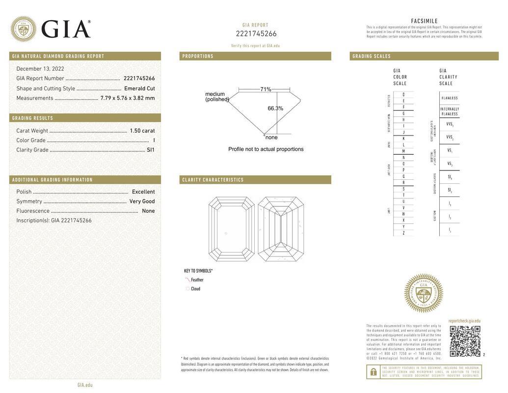 Contemporary GIA Certified 1.50 Carat Emerald Halo Pave 18K White Gold Diamond Ring For Sale