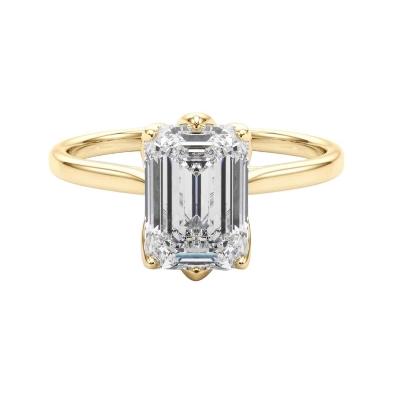 GIA Certified 1,50 Carat Emerald Solitaire Tulip Rose Diamond Ring