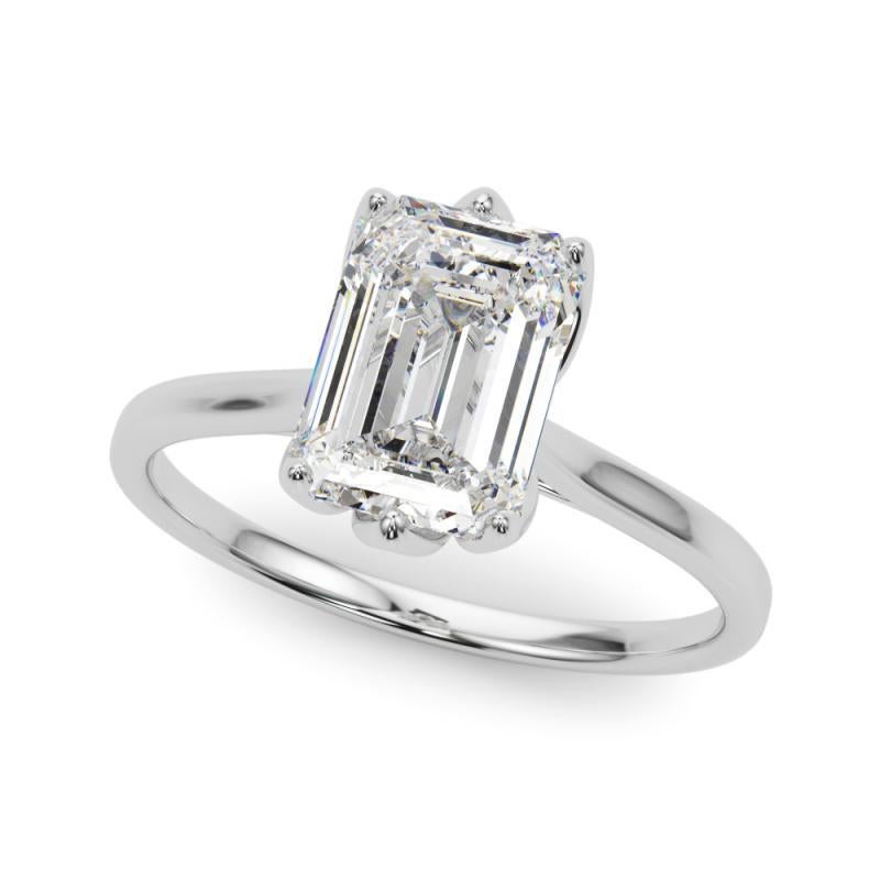 Contemporaneo GIA Certified 1.50 Carat Emerald Solitaire Tulip Rose Platinum Diamond Ring in vendita