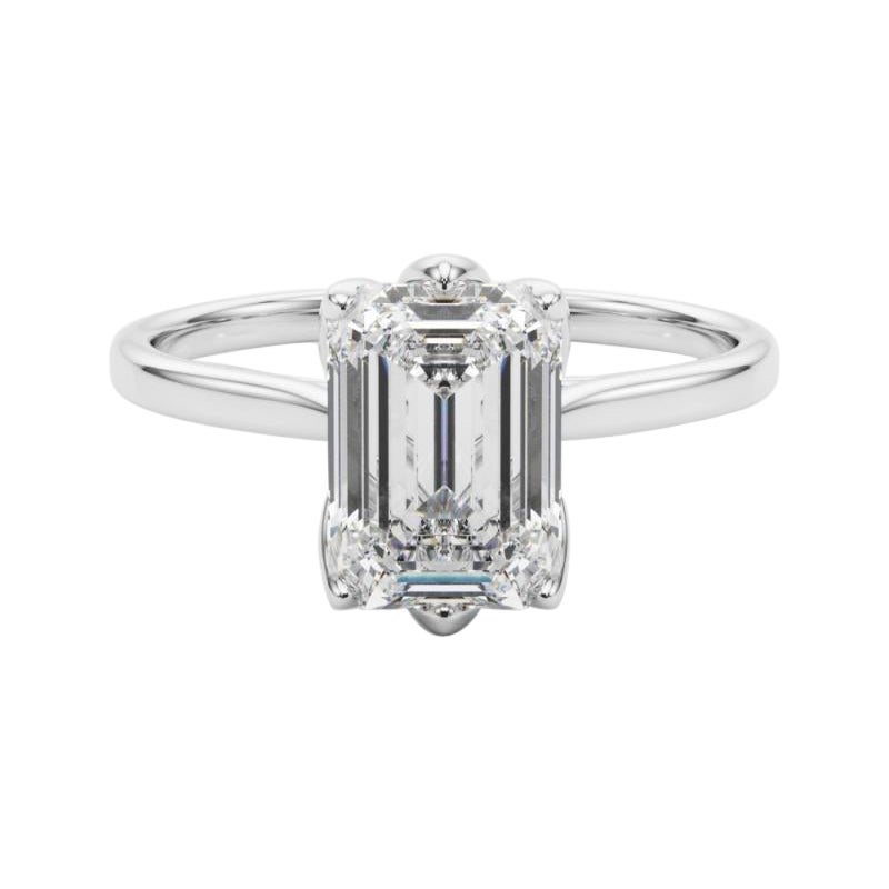 GIA Certified 1.50 Carat Emerald Solitaire Tulip Rose Platinum Diamond Ring in vendita