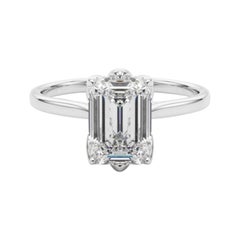 GIA Certified 1.50 Carat Emerald Solitaire Tulip Rose Platinum Diamond Ring
