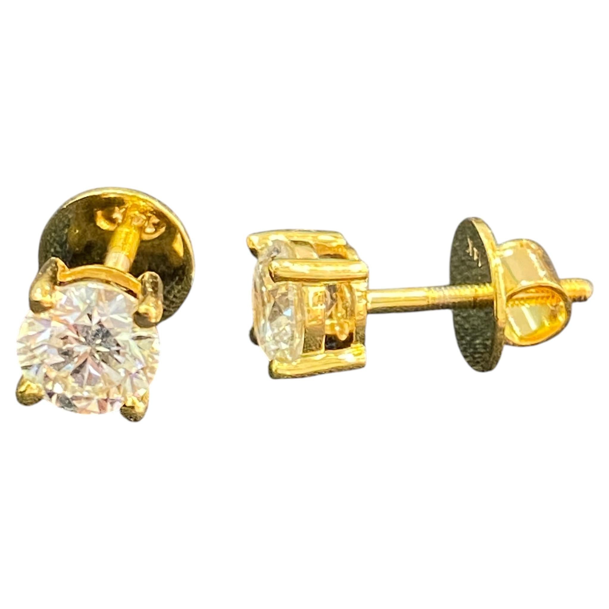 Orecchini a bottone con diamante rotondo Brilliante da 1,50 carati, certificato GIA, F/VS1, in oro 18 carati