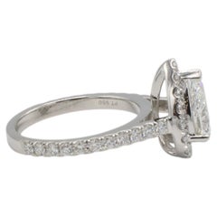 GIA Certified 1.50 Carat F VS2 Pear Shape Natural Diamond Halo Engagement Ring