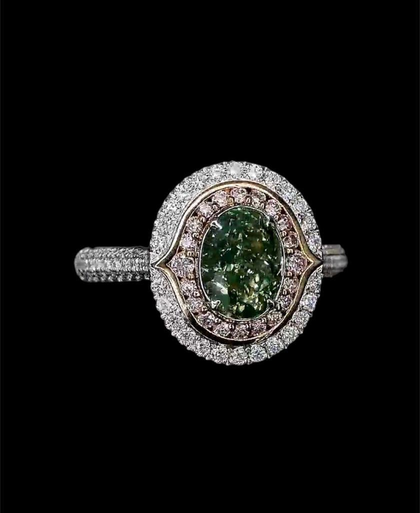 **100% NATURAL FANCY COLOUR DIAMOND JEWELRY**

✪ Jewelry Details ✪

♦ MAIN STONE DETAILS

➛ Stone Shape: Oval
➛ Stone Color: Fancy Greenish Yellow
➛ Stone Clarity: SI1
➛ Stone Weight: 1.50 carats
➛ GIA certified

♦ SIDE STONE DETAILS

➛ Side white