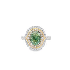 GIA Certified 1.50 Carat Fancy Greenish Yellow SI1 Clarity Diamond Ring