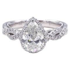 GIA Certified 1.50 Carat G VS1 Pear Shape Diamond Verragio Engagement Ring