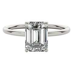 GIA Certified 1,50 Carat Hidden Halo Emerald Solitaire Platinum Diamond Ring