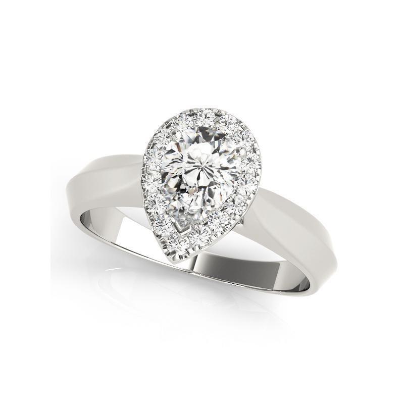 GIA Certified 1.50 Carat Knife Edge Band Pear Halo  Bague en diamant Neuf - En vente à New York, NY