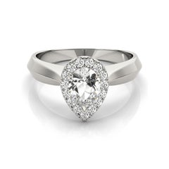 GIA Certified 1.50 Carat Knife Edge Band Pear Halo  Bague en diamant