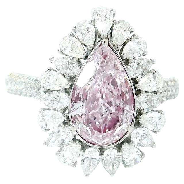 0.56 CT GIA Certified Light Pink Natural Color Diamond Halo Ring For ...