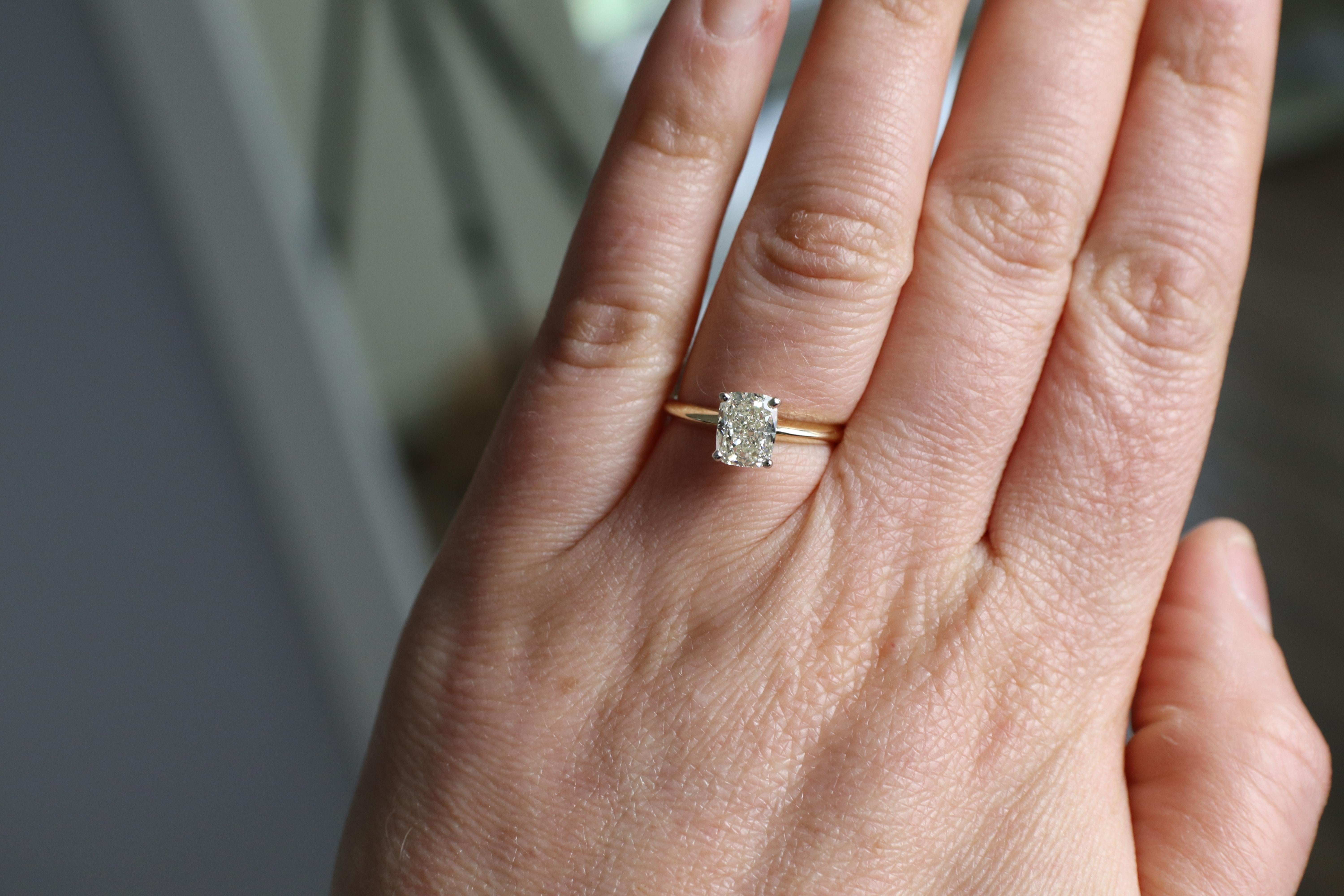 GIA Certified 1.50 Carat N SI1 Cushion Cut Diamond Solitaire Engagement Ring 3