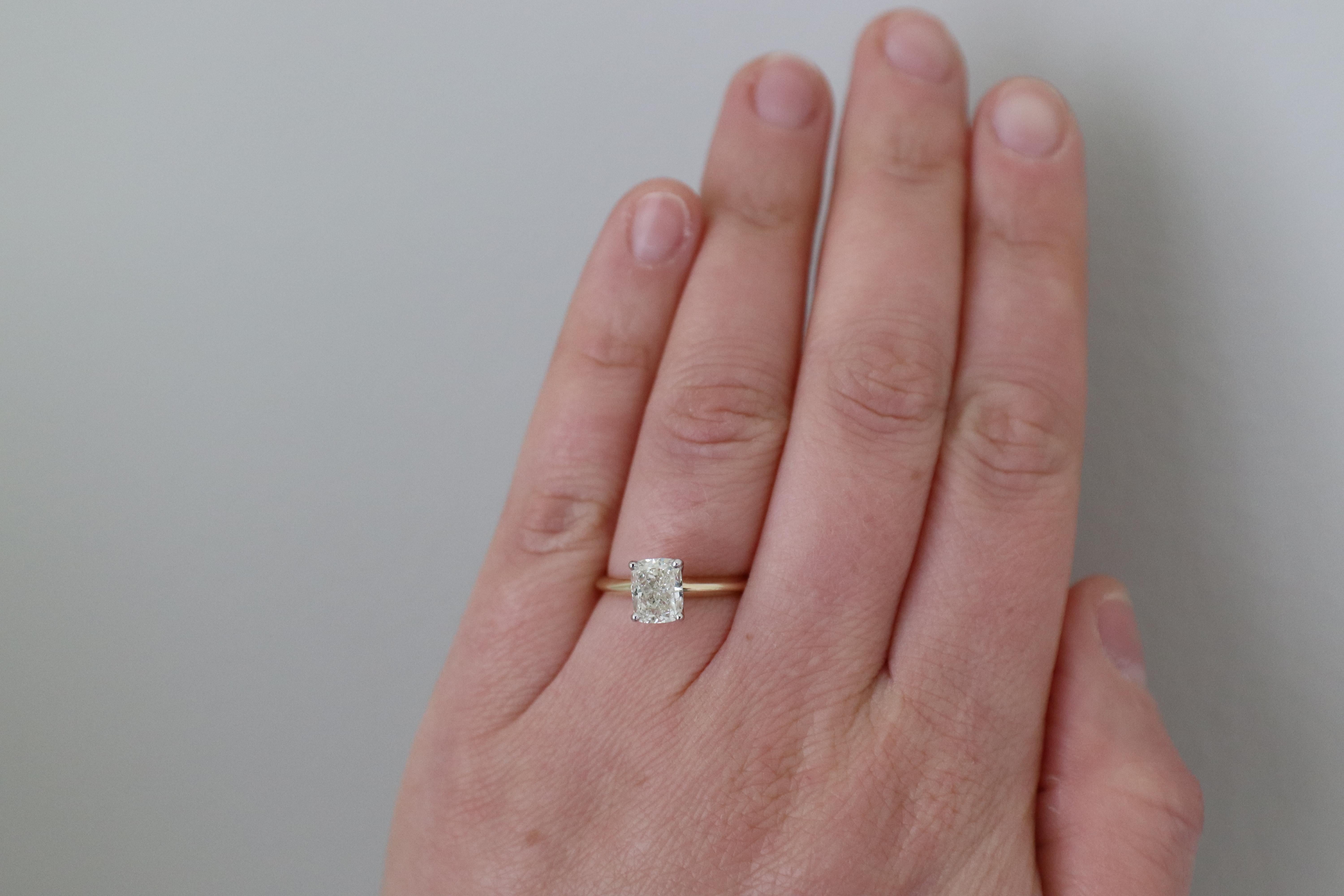 GIA Certified 1.50 Carat N SI1 Cushion Cut Diamond Solitaire Engagement Ring 5