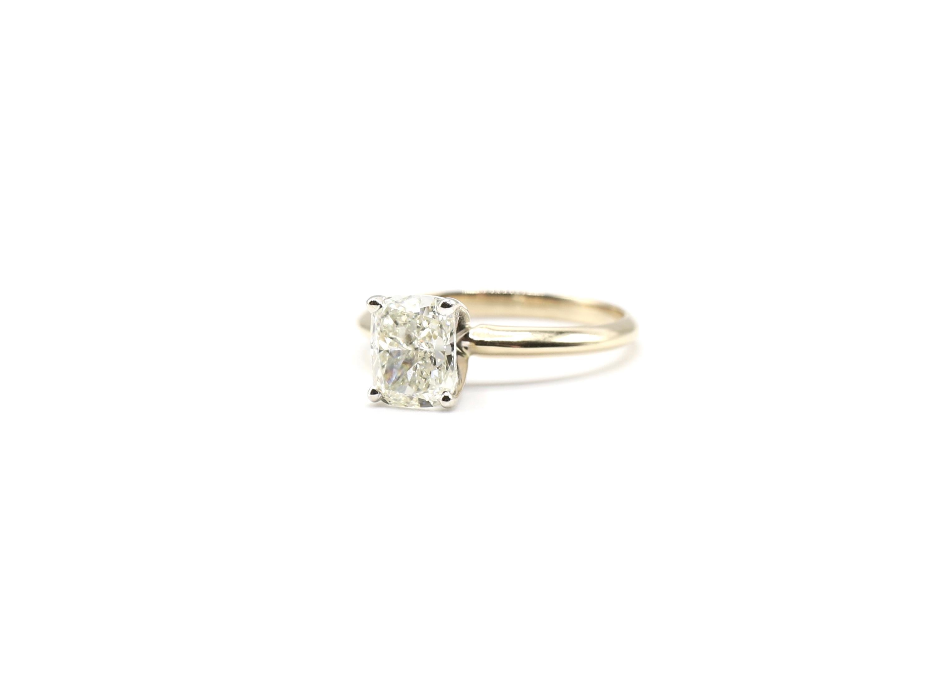 GIA Certified 1.50 Carat N SI1 Cushion Cut Diamond Solitaire Engagement Ring 1
