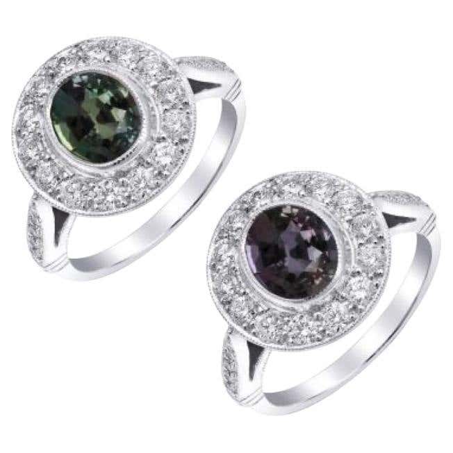 0.65 Carat Natural Color-Changing Russian Alexandrite Ring Set in 18K ...