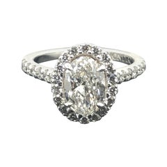 GIA Certified 1.50 Carat Oval Cut White Diamond Solitaire Engagement Ring