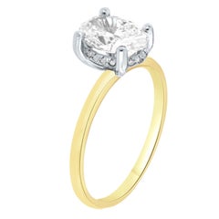 GIA Certified 1.50 Carat Oval Shaped Hidden Halo Diamond Ring