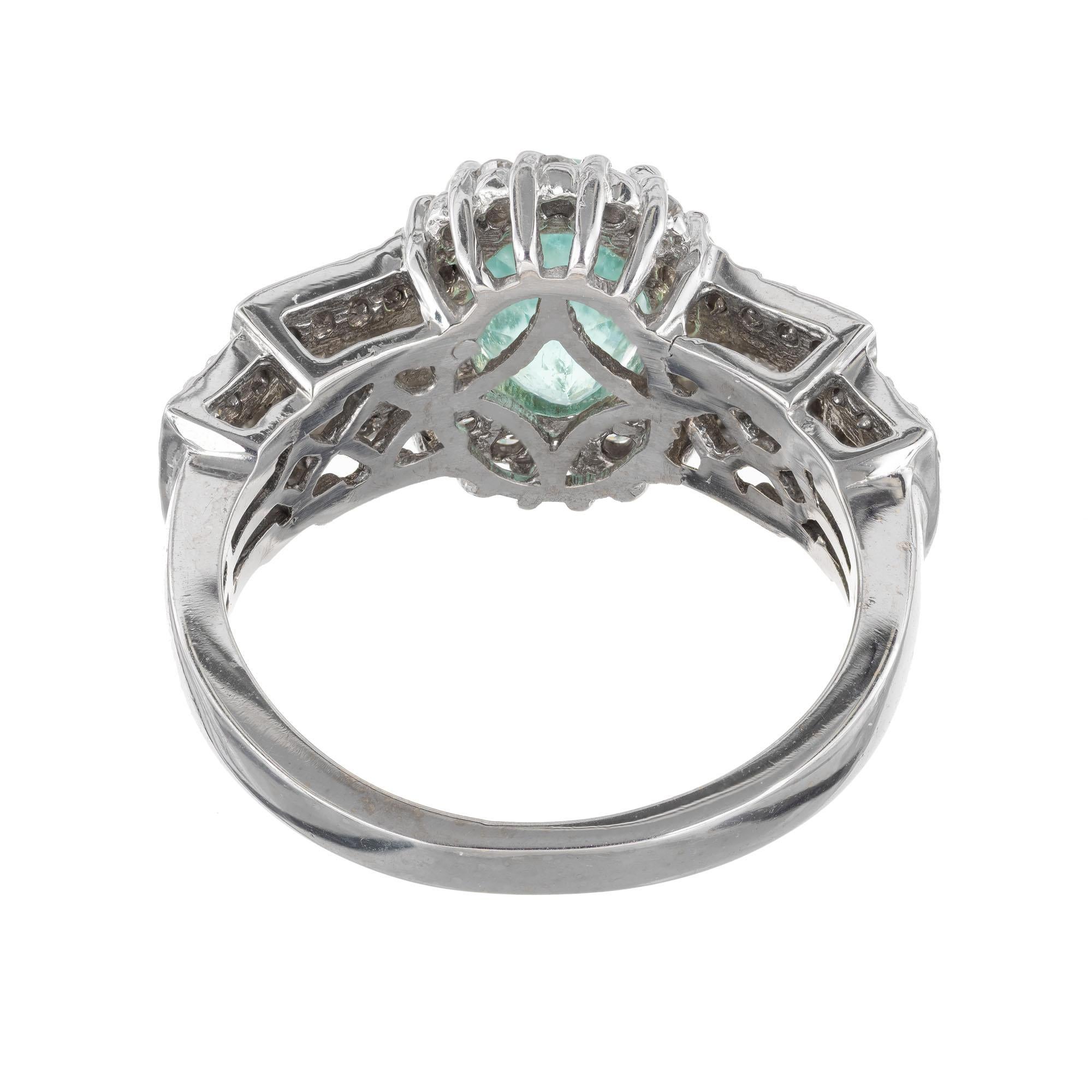 Women's GIA Certified 1.50 Carat Paraiba Tourmaline Diamond White Gold Engagement Ring