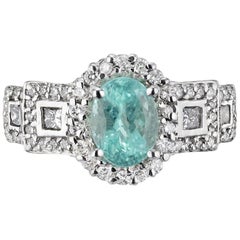 GIA Certified 1.50 Carat Paraiba Tourmaline Diamond White Gold Engagement Ring