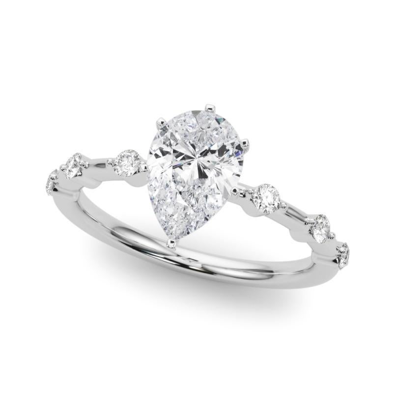 GIA zertifiziert 1,50 Karat Birne Diamant Bambus Schaft Platin Diamant Ring (Tropfenschliff) im Angebot
