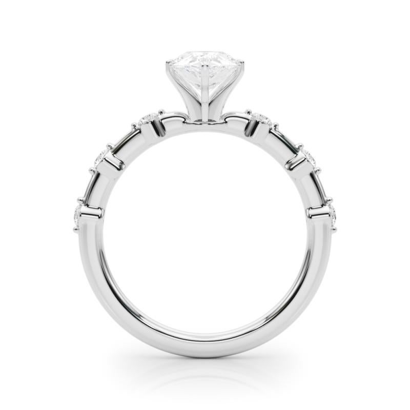 GIA zertifiziert 1,50 Karat Birne Diamant Bambus Schaft Platin Diamant Ring im Zustand „Neu“ im Angebot in New York, NY