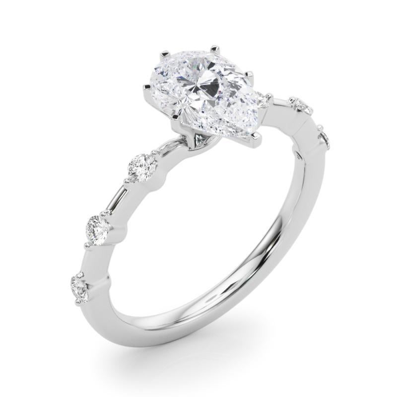 GIA zertifiziert 1,50 Karat Birne Diamant Bambus Schaft Platin Diamant Ring Damen im Angebot