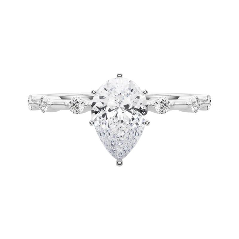 GIA zertifiziert 1,50 Karat Birne Diamant Bambus Schaft Platin Diamant Ring