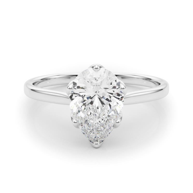 GIA Certified 1.50 Carat Pear Solitaire Cathedral Tulip Platinum Diamond Ring
