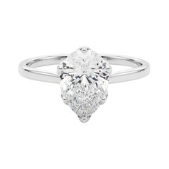 GIA Certified 1,50 Carat Pear Solitaire Cathedral Tulip Platinum Diamond Ring