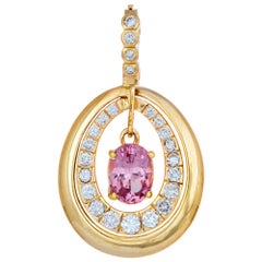 GIA Certified 1.50 Carat Pink Spinel Diamond Yellow Gold Pendant