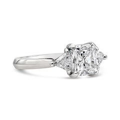 GIA Certified 1.50 Carats Radiant Cut Diamond Three-Stone Engagement Ring