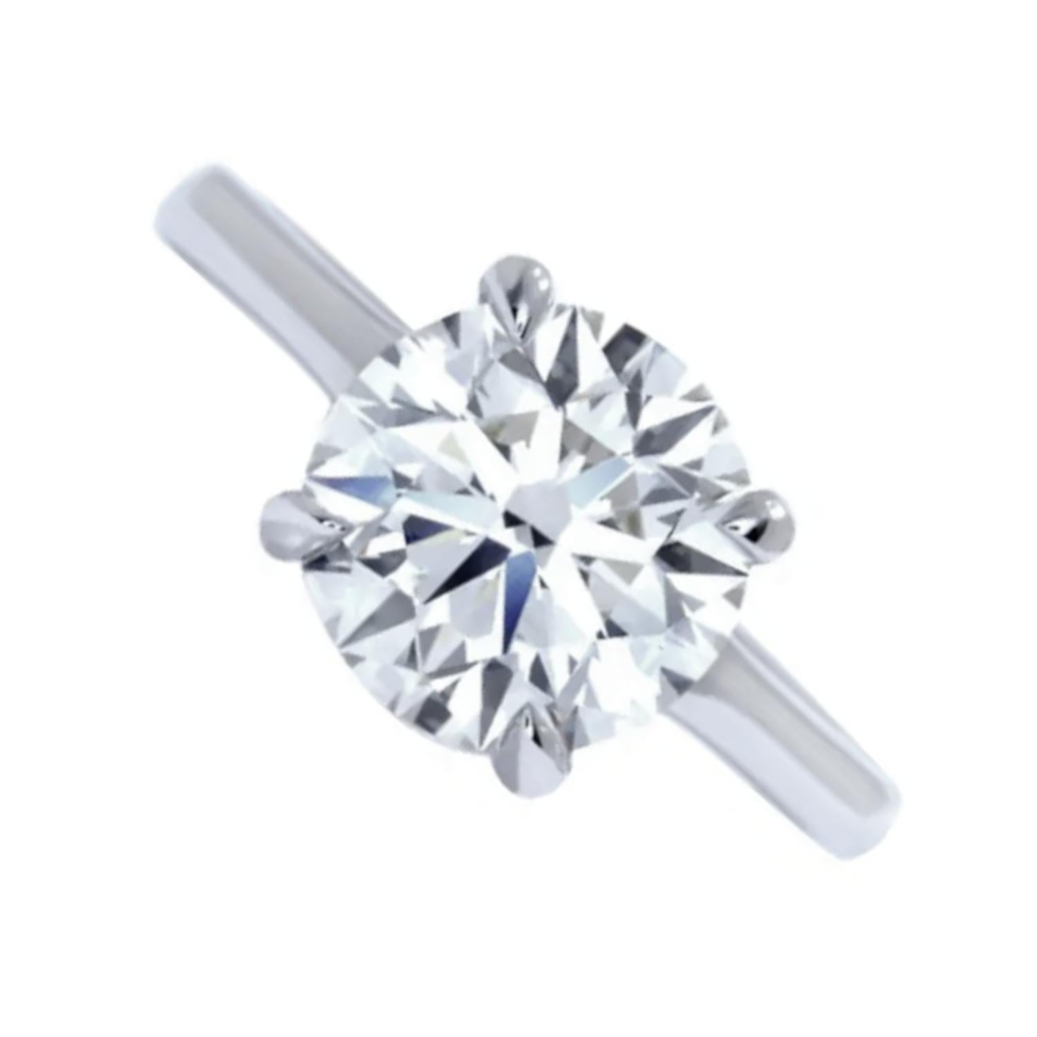 Modern GIA Certified 1.50 Carat Round Brilliant Cut Diamond Platinum Ring 