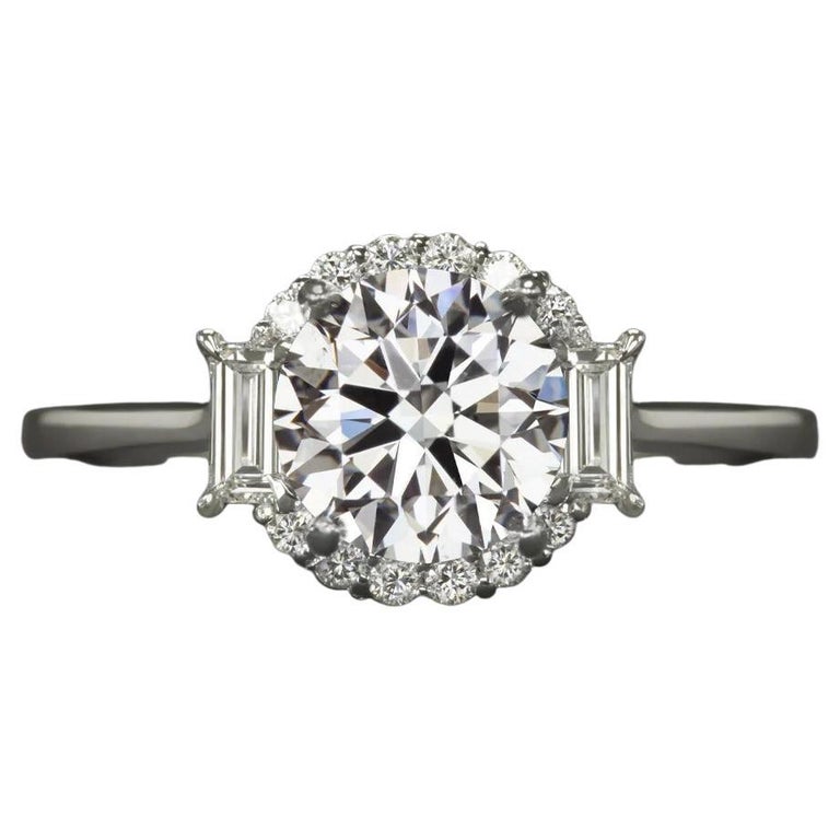 GIA Certified 1.50 Carat Round Brilliant Cut Halo Diamond Ring For Sale at 1stDibs